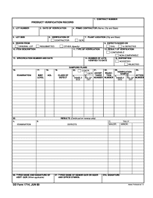 Product Verification Record Form