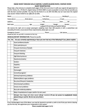 OARS Guest Registration Form
