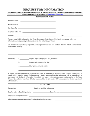 Texas Public Information Request Form