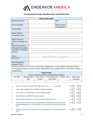 Conventional Condo Questionnaire Limited Review