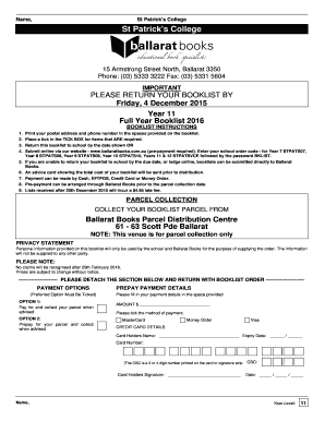 BOOKLIST INSTRUCTIONS - stpats l6 ascet