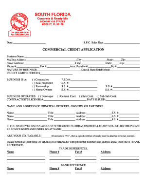 Commercial Credit Application