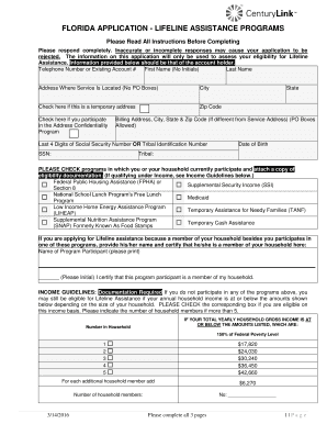 Florida Lifeline Assistance Application