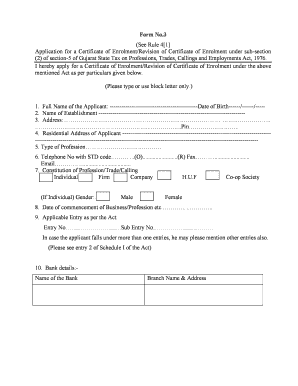 Gujarat Professional Tax Registration Form