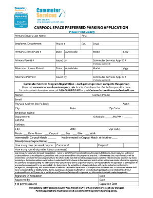 Carpool Space Preferred Parking Application