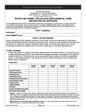 Florida Water Use Permit Application Supplemental Form