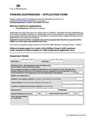 Parking Suspension Application Form