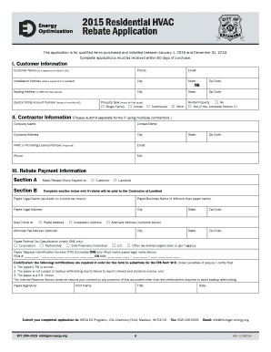 2015 Residential HVAC Rebate Application