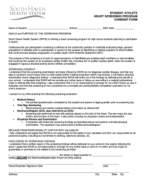 Student Athlete Heart Screening Consent Form