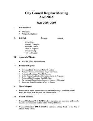City Council Regular Meeting Agenda