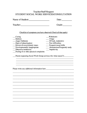 Student Social Work Services Request Form