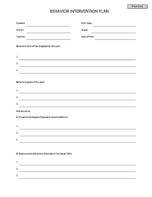 Behavior Intervention Plan