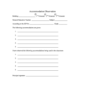 IEP Accommodation Observation Form