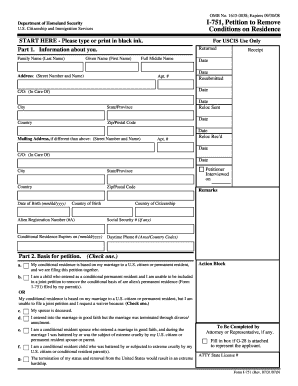 USCIS Form I-751 Petition to Remove Conditions on Residence