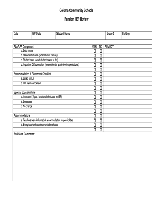 Individualized Education Program Review Form
