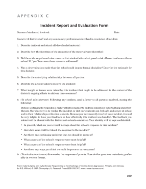 Incident Report and Evaluation Form