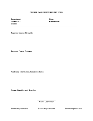 Course Evaluation Report Form