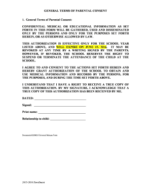 Parental Consent Form for Medical and Educational Information