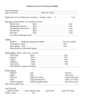 Restaurant Survey for Hearing Accessibility