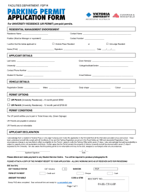 University Residence Parking Permit Application
