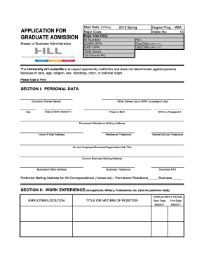 University of Louisville MBA Application Form