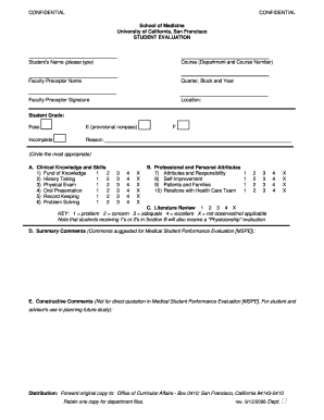 Student Evaluation Form