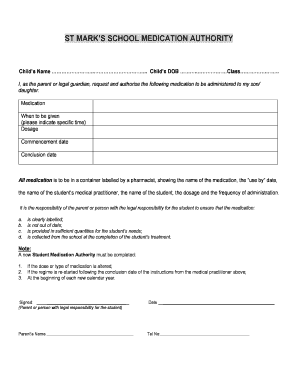 St Mark’s School Medication Authority