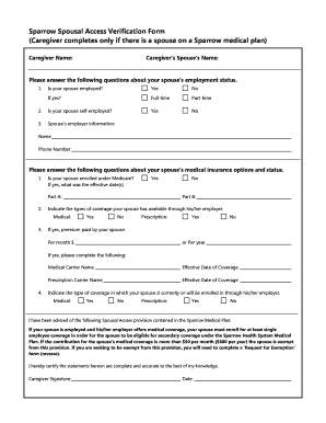 Sparrow Spousal Access Verification Form