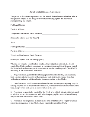 Adult Model Release Agreement