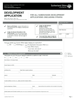 Development Application for Subdivision