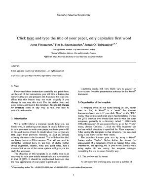 Journal of Industrial Engineering Template