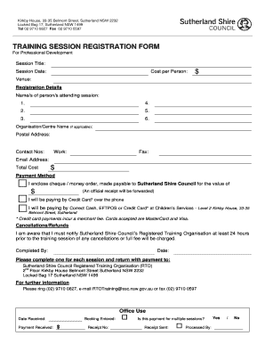 Training Session Registration Form