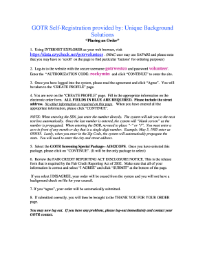 GOTR Volunteer Background Check Registration