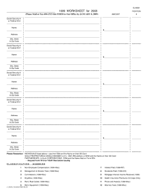 2008 1099 Worksheet
