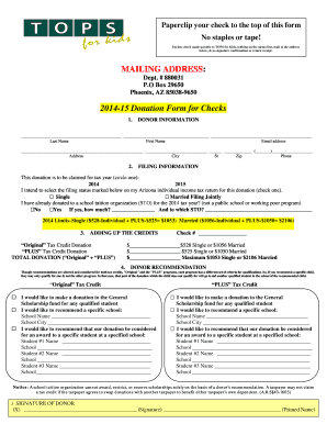 TOPS for Kids Donation Form