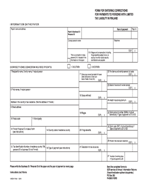 Finland Tax Correction Form