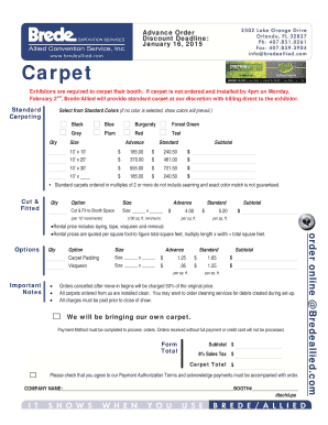 Exhibitor Carpet Order Form