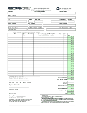 Booth Catering Order Form