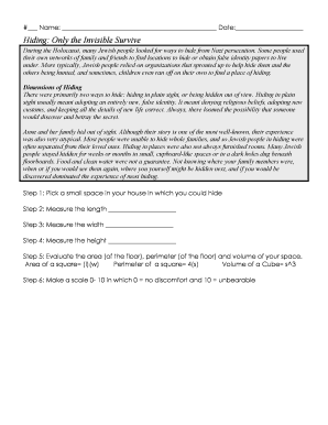 Holocaust Hiding Experience Simulation Form
