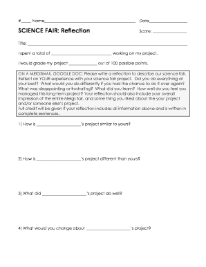 Science Fair Reflection Form