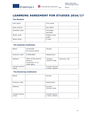 Higher Education Learning Agreement