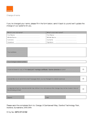 Change of Name Form