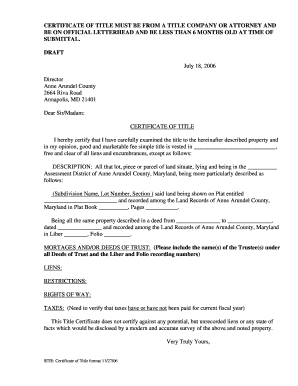Certificate of Title