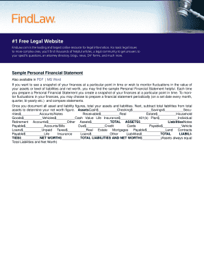 Personal Financial Statement