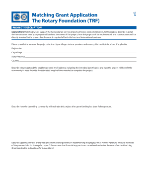 Rotary Foundation Matching Grant Application