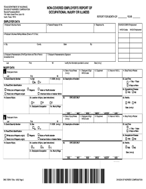 Texas Non-Covered Employer's Report of Occupational Injury or Illness