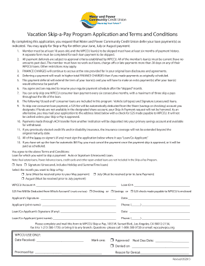 Vacation Skip-a-Pay Program Application