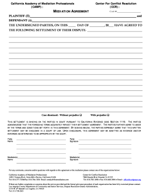 California Mediation Settlement Agreement
