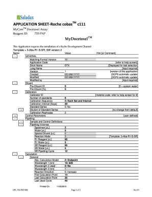 Roche cobasTM c111 Docetaxel Assay Application Sheet
