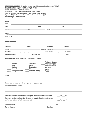 Condition Report for Artwork